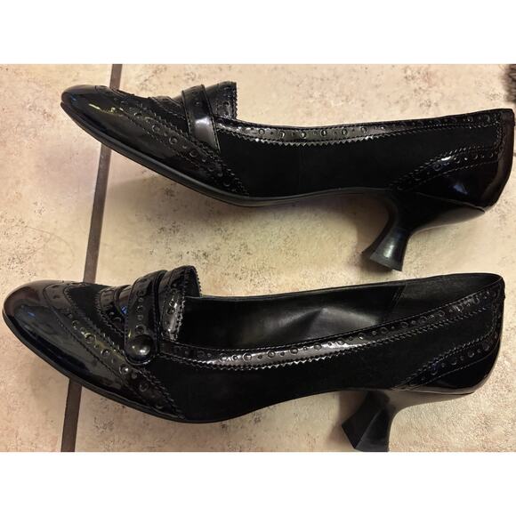 Women’s Etienne Aigner Black Leather Slip on Heel 8.5 - Picture 3 of 7